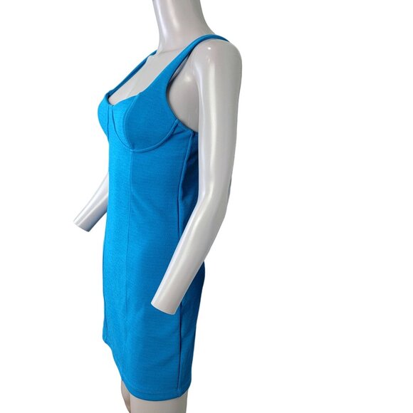 Zara Bodycon Mini Dress Women Small Blue Sleeveless Party Club Formal Summer 4 6 - Picture 3 of 12